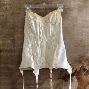 Vintage White Corset with attached garter straps